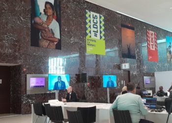 President Bio addressing the delegates in Doha, Qatar, March 5, 2023. Photo Credit, State House Communications