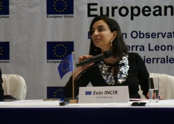 Evin Incir, Chief Observer, EUEOM, Sierra Leone General Elections 2023, speak to Journalist on May 23, 2023. Photo credit, Ibrahim Barrie, ManoReporters.