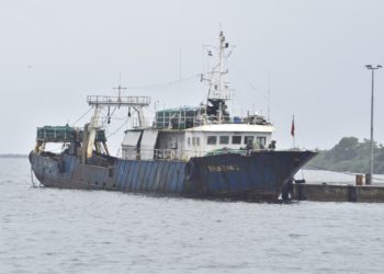 The highjacked Chinese fishing vessel, F/V Shenghai-2,after been rescued. Photo credit, Liberian Coast Guard