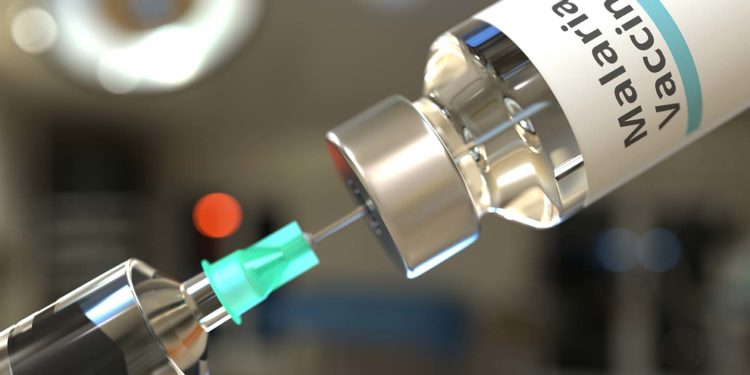 Medical bottle with malaria vaccine and syringe. Photo credit, GAVI
