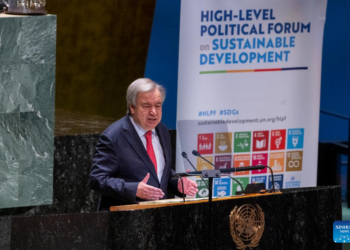 UN Secretary-General Antonio Guterres speaking at the opening of the Ministerial Segment of the HLPF on Sustainable Development at the UN headquarters in New York on July 17, 2023. Photo credit, Eskinder Debebe, UN.