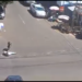A screengrab from an amateur video shows the military officer standing over the motionless body of the gunman, shortly after dropping him down. Photo credit, Kemo Cham, ManoReporters