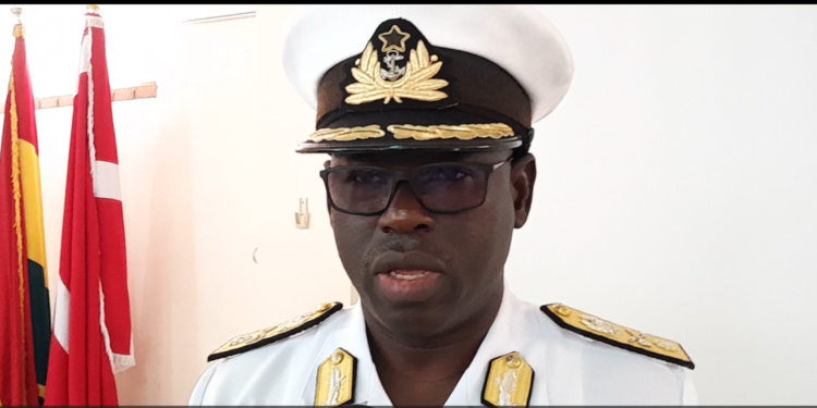 Commodore Samuel Ayelazono, Flag Officer Fleet of the Ghana Navy. Photo credit, Kemo Cham, ManoReporters