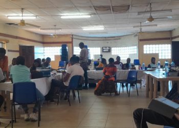 Data collectors from four districts gather in Makeni for training on how to use KoboCollect ahead of commencement of mapping exercise by FOCUS 1000. Photo credit, Kemo Cham, KMN.