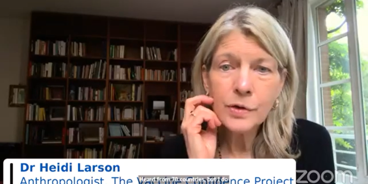 Dr Heidi Larson, researcher and founder of the Global Listening Project. Photo credit, Kemo Cham, ManoReporters