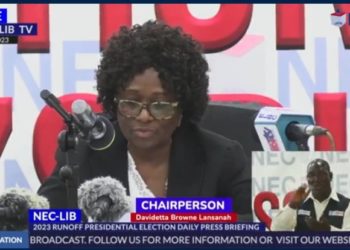 National Electoral Commission of Liberia chief, Davidetta Brown Lansanah said several irregularities in the results from the last polling centers has caused the delay in the announcement of the final tally. Liberians will still have to wait for at least a day more to know who will be their next president; George Weah or Joseph Boakai. Photo: A screengrab. Kemo Cham, ManoReporters.
