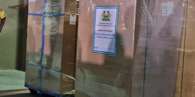 Malarian vaccines shipped to Sierra Leone. Photo credit, UNICEF
