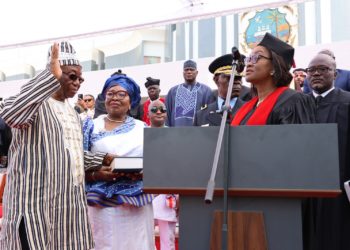 President Joseph Boakai takes oath of office as Liberia's new president on Mondya, January 22. Photo credit, Front Page Africa.