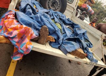 Remains of victims of fatal road accident along Bo- Sahn Malen Highway on Tuesday, April 2, 2024. Photo Credit, Alhaji Mohamed Bawoh, Chairman of the Motor Drivers Union in Malen.