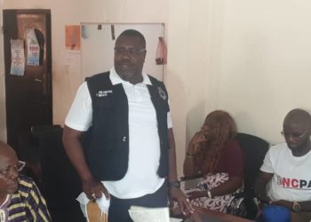 Andrew Jaiah Kaikai, Executive Director of the National Drug Law Enforcement Agency (NDLEA), formally launching the Civil Society Platform on Drugs and Substance Abuse on Thursday, 4th July, 2024. Morrie Koroma, ManoReporters.