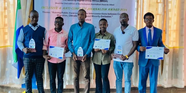 The Six finalists in the just concluded Inclusive and Anti-COnflict Reporting Award. Image, Alusine Remi Wilson, Awoko Newspaper.