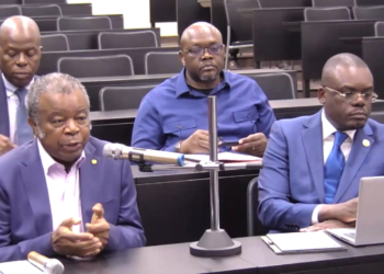 Africa CDC boss and some health officials of the DRC appear at a press conference on Tuesday, August 20. Image, Screengrab of presser, Kemo Cham