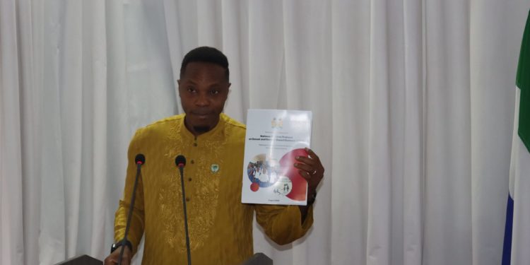 Chief Minister Dr David Moinina Sengeh launching the revised NRP on AUgust 8, 2024. Image, Ministry of Gender, Government of Sierra Leone