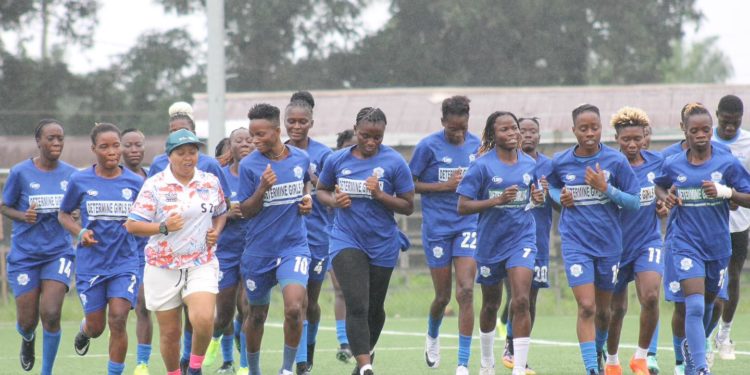Determine Girls FC on training in Bo, Sierra Leone. Image, Determine Girls Facebook Page.