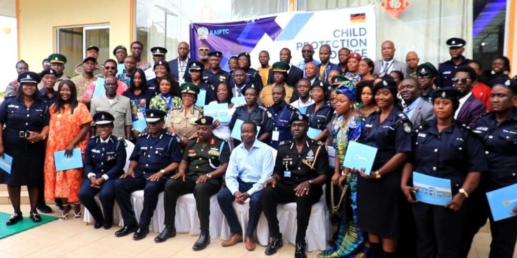 Participants and trainers from the Koffi Anan International Peacekeeping Training Center pose for a group photo in Freetown, October 10, 2024. Image, Cheryl Thomas, ManoReporters.