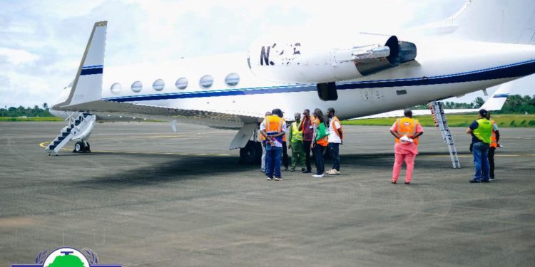 This image of the aircratf illegally landed at the Freetown International Airport on September 20th was released by the Sierra Leone Civil Aviation Authority.