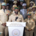 Guinean junta spokesman, Major General Amara Camara, flanked by fellow decorated officers, rejected as “rumors” suggestions that the country is harboring foreign troops. Image, screengrab of video from Presidency of Guinea.