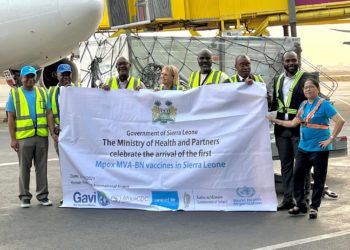 Sierra Leone’s Health Minister Dr Austin Demby at the Freetown International Airport to receive the vaccine consignment on Febraury 25, 2025. Image, National Public Health Agency Sierra Leone