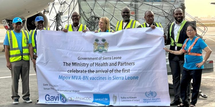 Sierra Leone’s Health Minister Dr Austin Demby at the Freetown International Airport to receive the vaccine consignment on Febraury 25, 2025. Image, National Public Health Agency Sierra Leone
