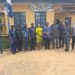 Ghana's High Commissioner to Sierra Leone, Senalor K. Yawlui, PhD (middle in smock) with the Police Local Unit Commander at Kabala (Koinadugu District), Chief Supt. Ibrahim Barry. Image credit, Ghana High Commission to Sierra Leone.