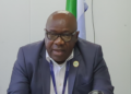 Prof. Foday Sahr, Executive Director of the National Public Health Agency of Sierra Leone at a press briefing on Mpox at the EOC on Tuesday, May 6, 2025. Image, Kemo Cham, ManoReporters.