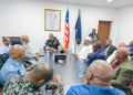 IGP Coleman at a meeting woth the Muslim community and members of the Liberia Electricity Company. Image, LNP.