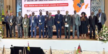 Dr Aishat Usman, WAHO’s Technical Advisor on Lassa Fever Vaccine Coalition, making a presentation on efforts by West Africa to harmonize policies, access, acceptability, equitable funding, and R&D across the region. Image, WAHO.