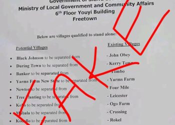 False: Viral Local Gov’t notice announcing separation of ‘potential villages from existing villages’ in Freetown Municipality