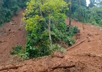 A scene of the mudslide in Dinbiltor Section of Kaya Town in Neni Chiefdom, Koinadugu District. Image, Tejan Macavoray.