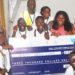Members of Team Kenema Water Supply pose with the symbolic cheque of USD3,000 after being declared winner of the maiden edition of the Sierra Leone Afinnovate Challenge in Bo City on Saturday, September 2025. Image, Emmanuel Kamara, ManoReporters.