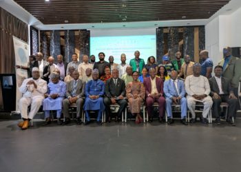 Participants pose for a group photo after the opening courtesies of the high level Africa CDC engagement on Mental Health Law in Sierra Leone on Monday, September 15, 2025. Image, Steven 'Roman' Lahai, ManoReporters.