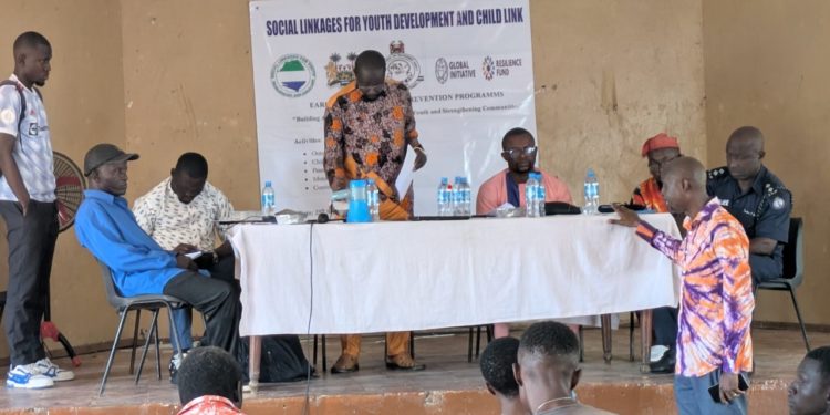 SLYDCL Executive Director, Habib T. Kamara gives a statement at the event in the Lumely Community Center, Grass Field on Monday, September 25, 2025. Image, Stephen 'Roman' Lahai, ManoReporters.