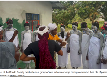 A screengrab of a video of a Bondo celebration. Video, CNN