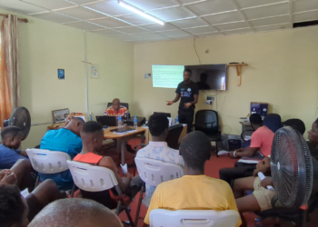 Participants comprising current and former drug addicts listen to a presentation during a sensitization training organized by SLYDCL in commemoration of World Mental Health Day on Friday, 10th October, 2025. Image, ManoReporters.