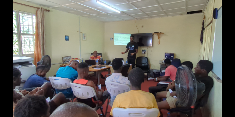Participants comprising current and former drug addicts listen to a presentation during a sensitization training organized by SLYDCL in commemoration of World Mental Health Day on Friday, 10th October, 2025. Image, ManoReporters.