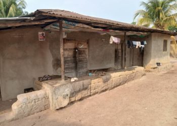 Home of Mamie Masssh Sundai, a victim of political violence in Gombahun Village, Kpanga Chiefdom, Pujehun District, Southern Sierra Leone. Image, Brima Sannoh, ManoReporters.