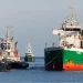 The MV Arconian seen arriving in Gran Canaria before been discovered "stuffed" with bales of cocaine (IGC NACIONAL).