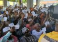 Chiefdom councilors, also known as Traditional Authorities, showing their cards during declaration of right day on June 4, 2026. Image, Brima Sannoh, ManoReporters.