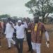 Paramount Chief Elect Maada Joe Kpunyeh Kebbie walk with former rivals Amadu Paul Sengeh (in white dressing) and AMidu Kebbie (in brown and white dressing), after they endorsed him for the run-off on Sunday 14th June, 2026. Image/Brima Sannoh, ManoReporters.