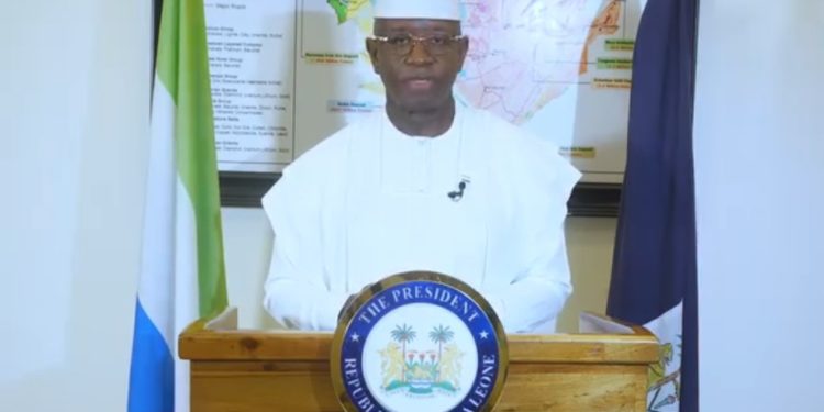 A screengrab of President Julius Maada Bio addressing the nation ahead of a critical vote, on Sunday August 9, 2026