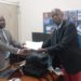 SLYDCL’s Executive Director Habib T. Kamara presenting the Policy Brief to Prince Bull-Luceni, the newly appointed Executive Director of NDLEA Sierra Leone on Thursday, September 17th, 2026. Image, SLYDCL.
